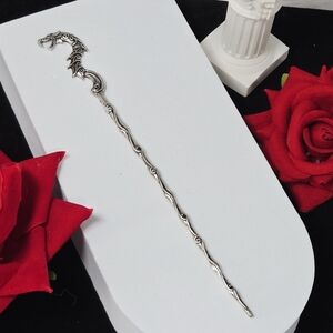 Silver Dragon Hair Stick Egyptian Pharaoh Inspired Hairpin Bun Fantasy Accessory